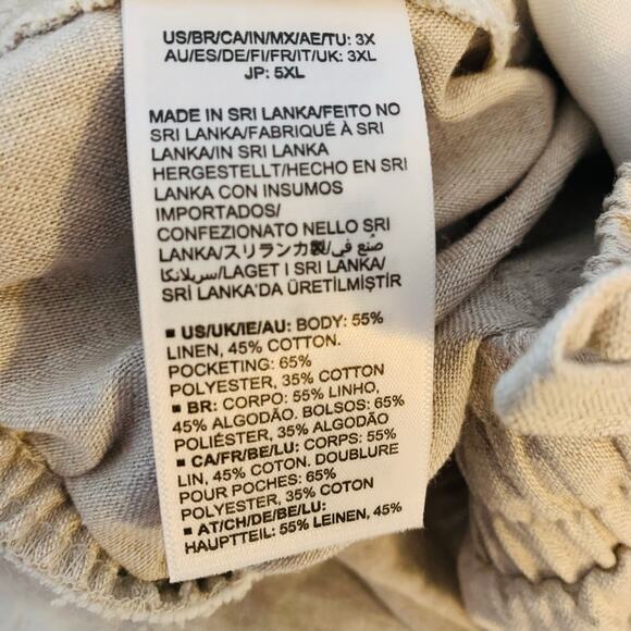 NEW Amazon Size 3X Linen Blend Relaxed Fit Wide Leg Pant Drawstring Ecru Beige - Picture 8 of 8